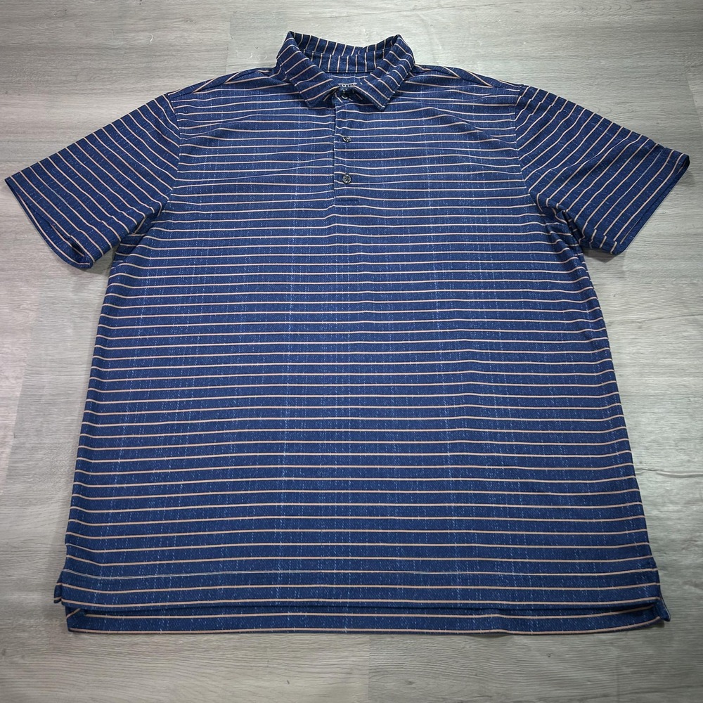 Bermuda Sands Polo‎ Shirt Mens Large Blue Stripe Golf Stretch Performance Knit